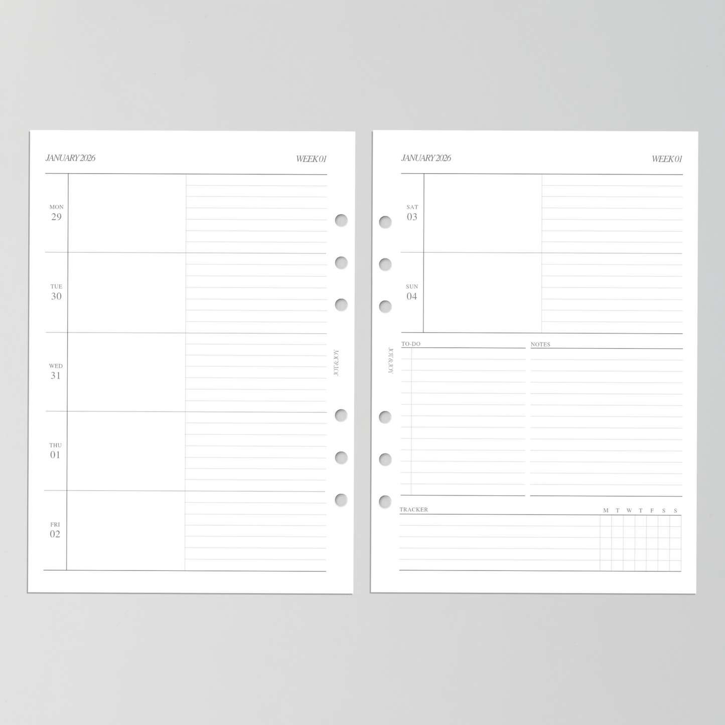 2026 Dated | Week on Two Pages with Tracker | Horizontal 02 | January - December 2026