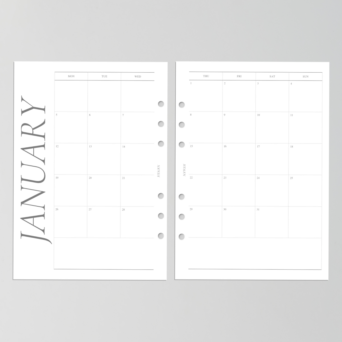 2026 Dated | Month on Two Pages | Style 01 | January - December 2026