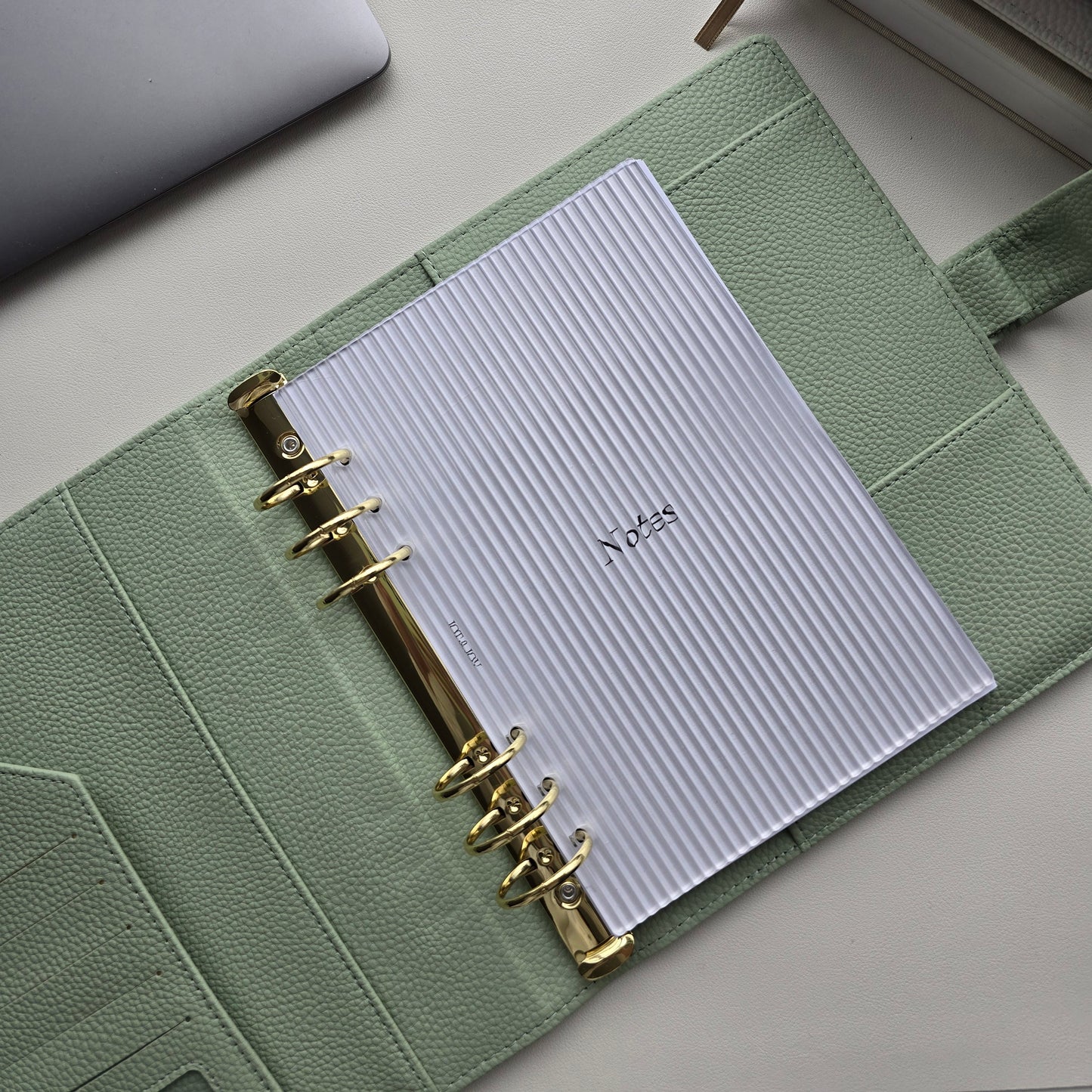 A5 Premium Pebbled Faux Leather Binder | Sage