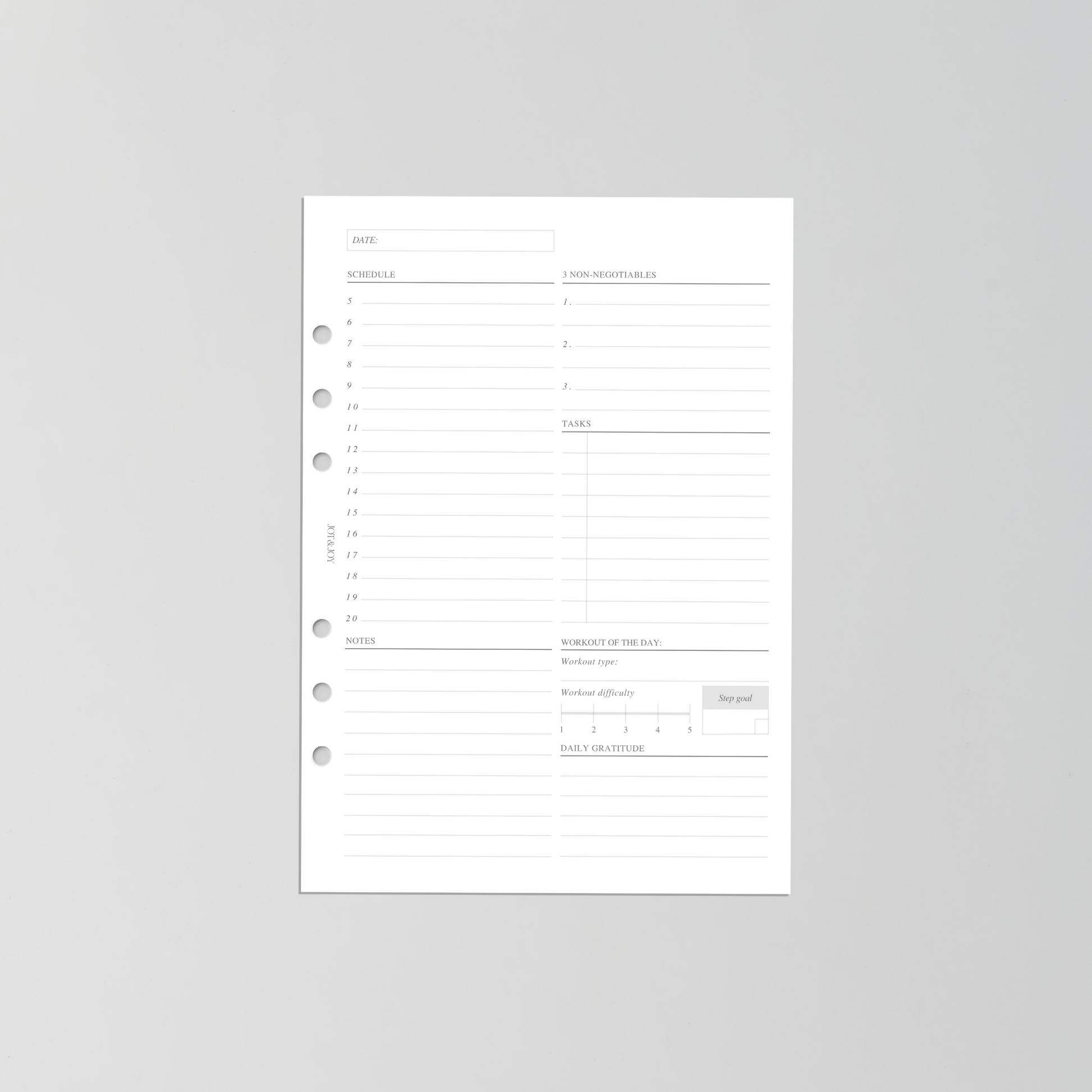 A5 planner insert daily planner